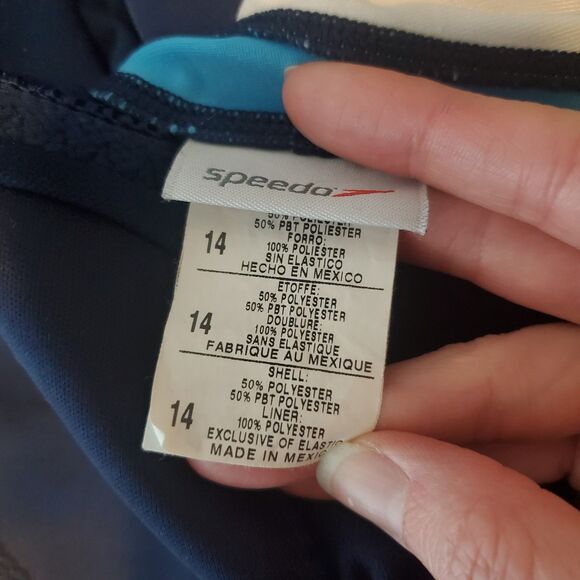 Speedo Navy Blue Stripe Racerback Swimsuit - Picture 5 of 6